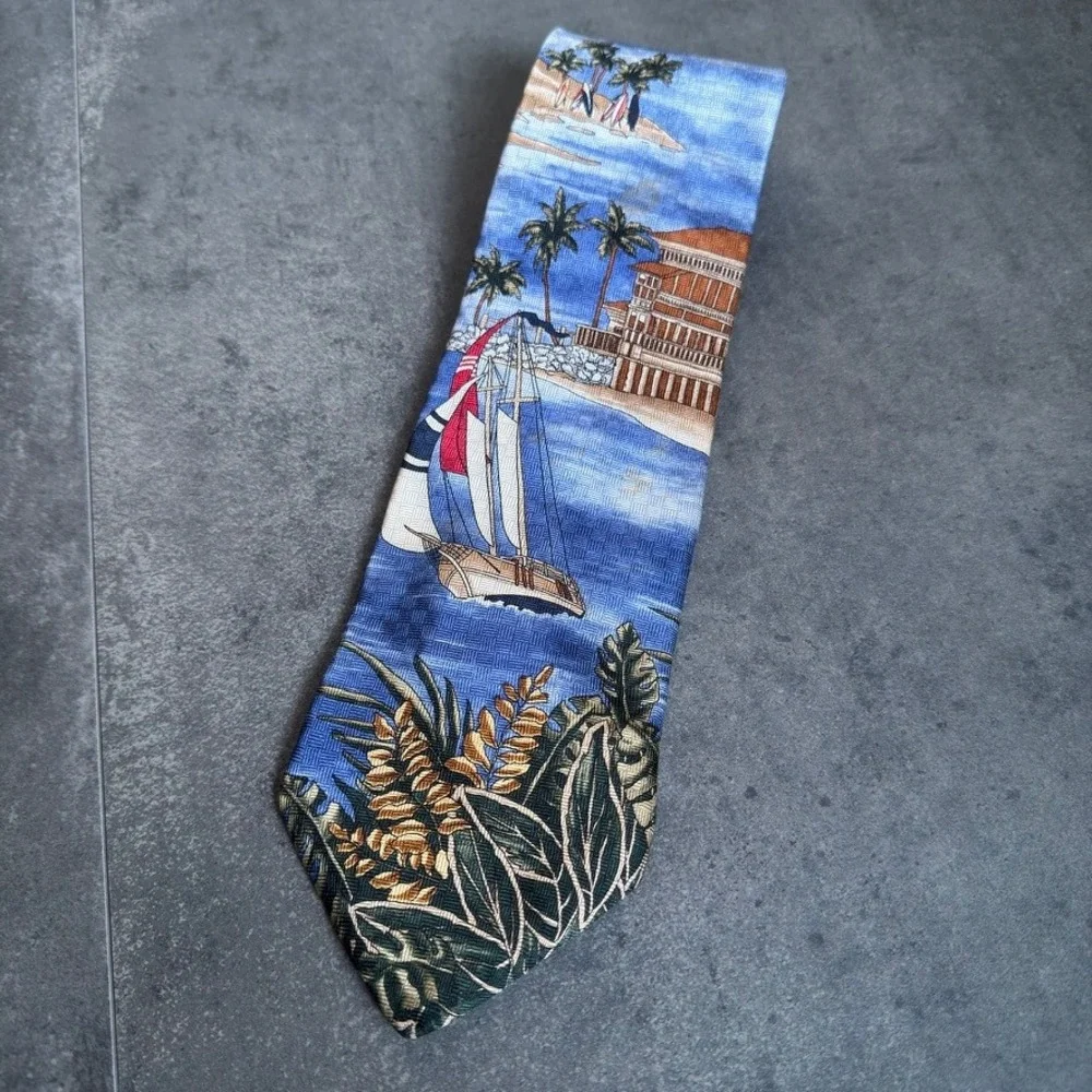 Tropics by Tango Mens Silk‎ Hawaiian Tropical Scene Necktie